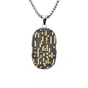 Collana con targhetta digitale per cani da uomo / Collana con ciondolo con targhetta digitale incisa in acciaio inossidabile color argento e oro con zirconi cubici neri pavé