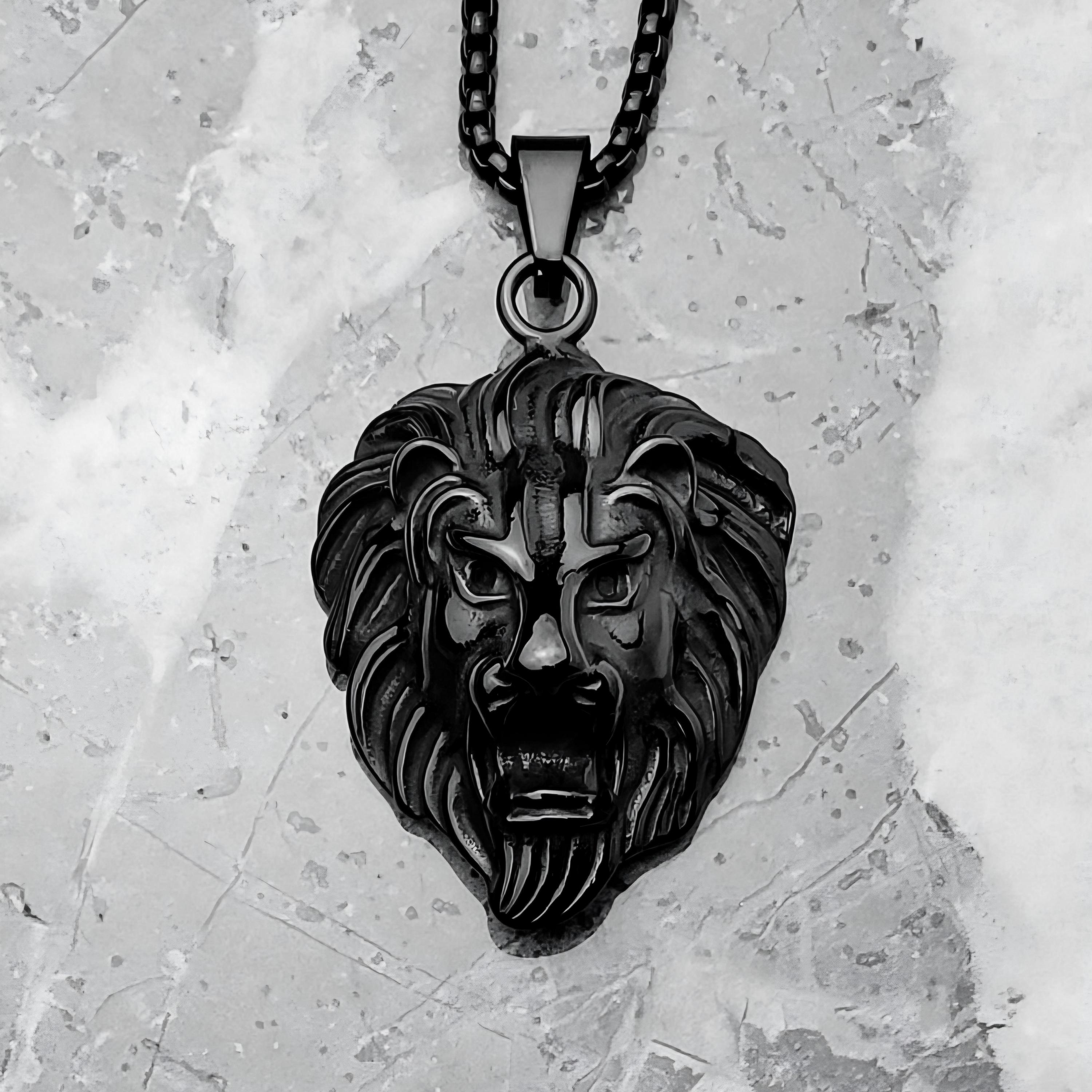 Black lion necklace discount