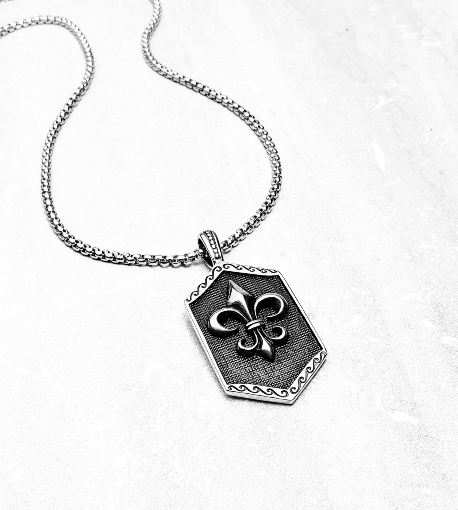 Men's fleur DE Lis Necklace Men's Silver Etsy