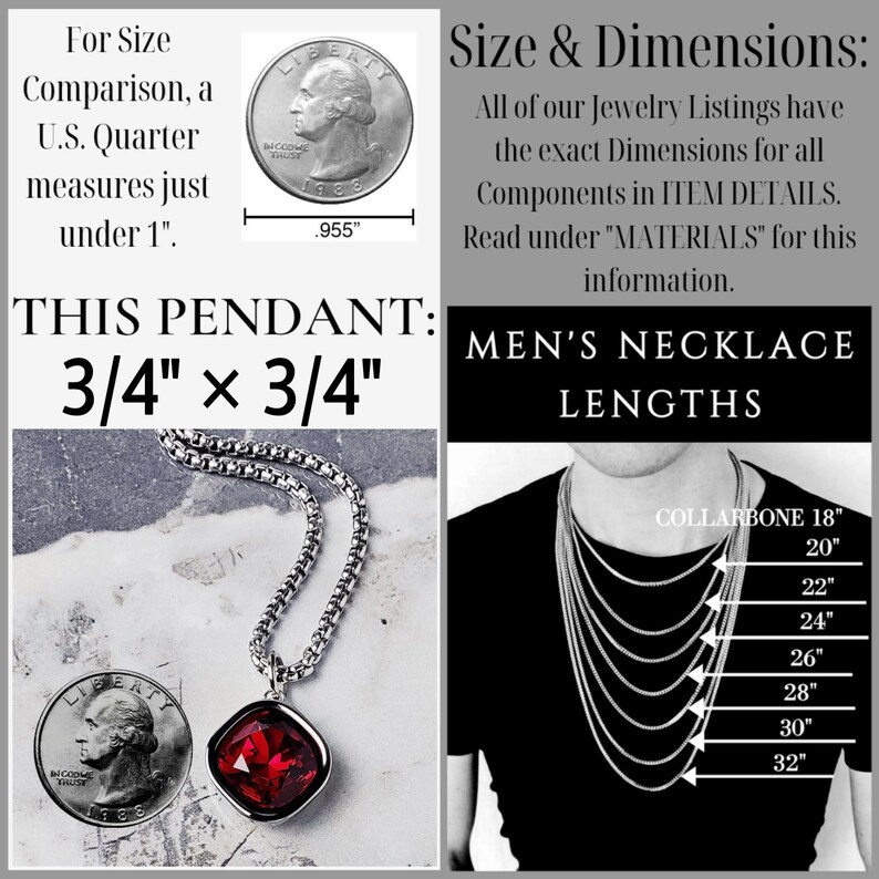 Lab Amulet Men's SILVER GARNET AMULET Necklace | Men's Lab Grown Garnet Gemstone ...