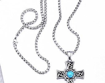 Collana Con Croce MERTTURM Da Uomo, Grande Ciondolo A Forma Di Croce Pesante In Acciaio Inox Larghezza S 484833 - Foto 2