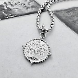 Men&#39;s &quot;TREE of LIFE COIN&quot; Necklace| Men&#39;s Oxidized Silver Stainless Steel Tree of Life Coin Pendant Necklace| Mens Stainless Steel Necklace