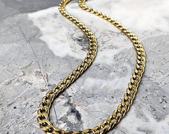 Men's GOLD CUBAN LINK Necklace | Men's Gold Stainless Steel Cuban Link Chain Necklace