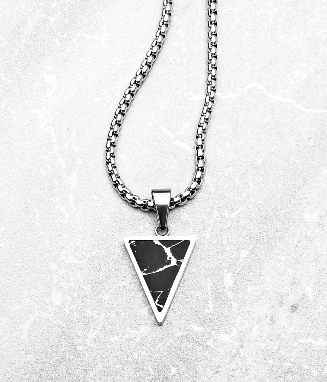 Men's stone GEO Triangle Necklace Men's Etsy