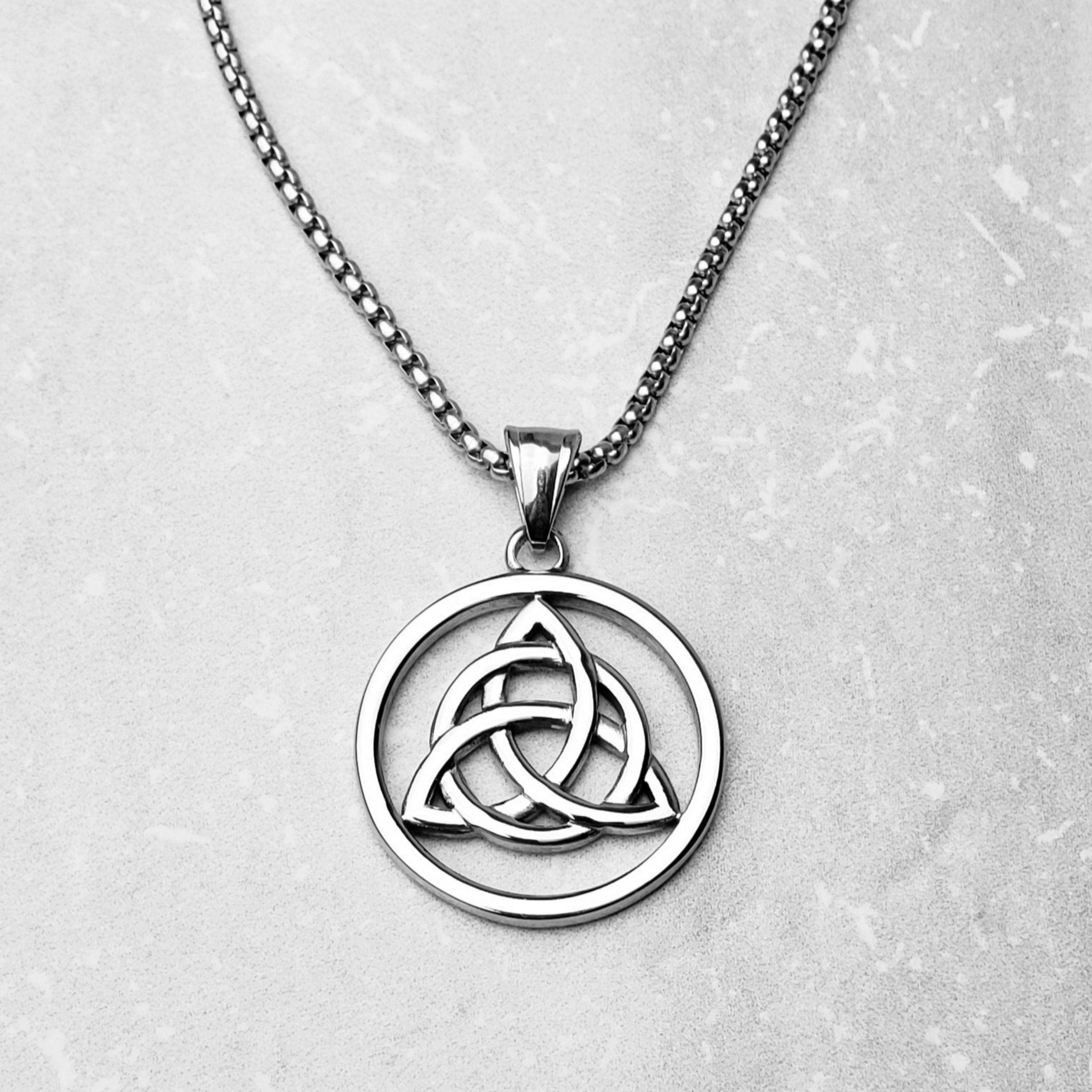 Collana Triquetra Acciaio Inossidabile Collana Uomo Con Ciondolo Triquetra Celtico - Acciaio Inossidabile - Nodo Irlandese Vintage Gioiello Etnico - Foto 6