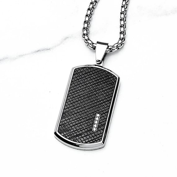 メンズFORGED CARBON TAGネックレス メンズ シルバー ステンレス 