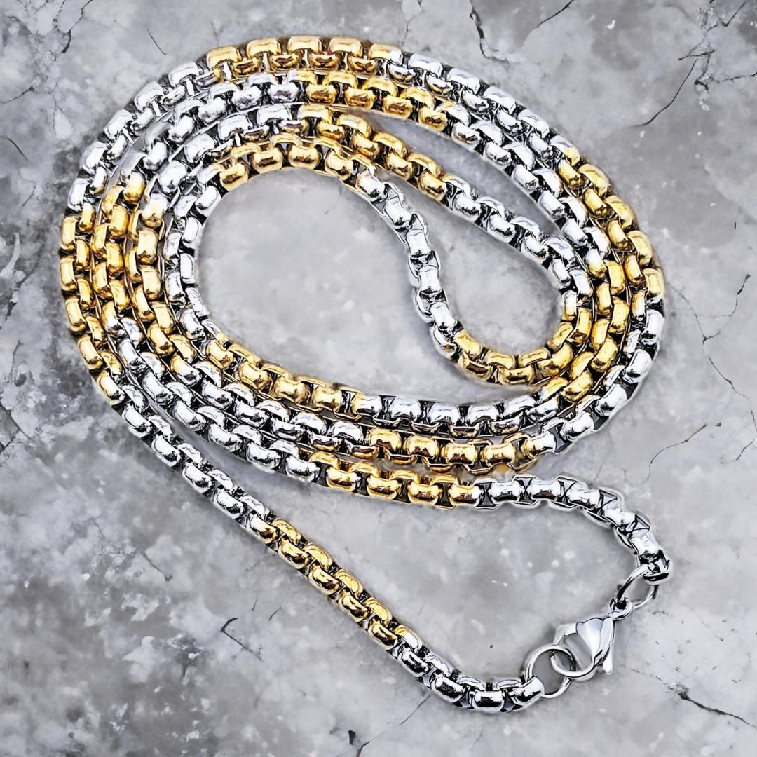 Men's GOLD & SILVER MIX Necklace | Men's Gold and Silver Stainless