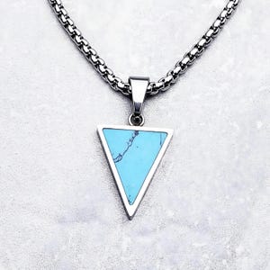 Men's TURQUOISE GEO TRIANGLE Necklace | Men's Turquoise Gemstone Inlay ...