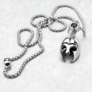 Men&#39;s &quot;STEEL GLADIATOR&quot; Necklace| Men&#39;s Silver Stainless Steel Gladiator Pendant Necklace| Men&#39;s Silver Stainless Steel Box Chain Necklace
