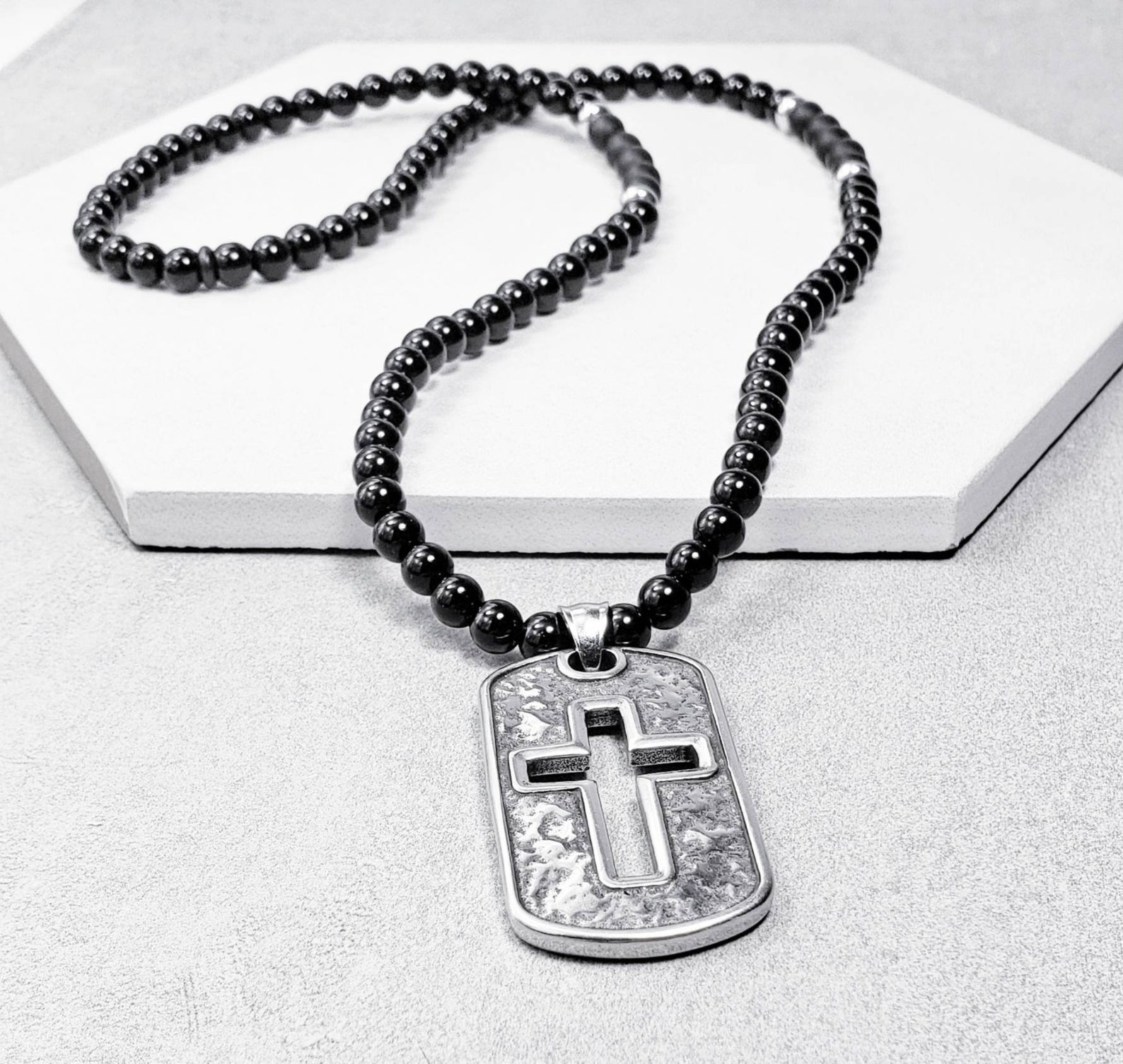 Men's CROSS DOG TAG Necklace Men's Silver Etsy