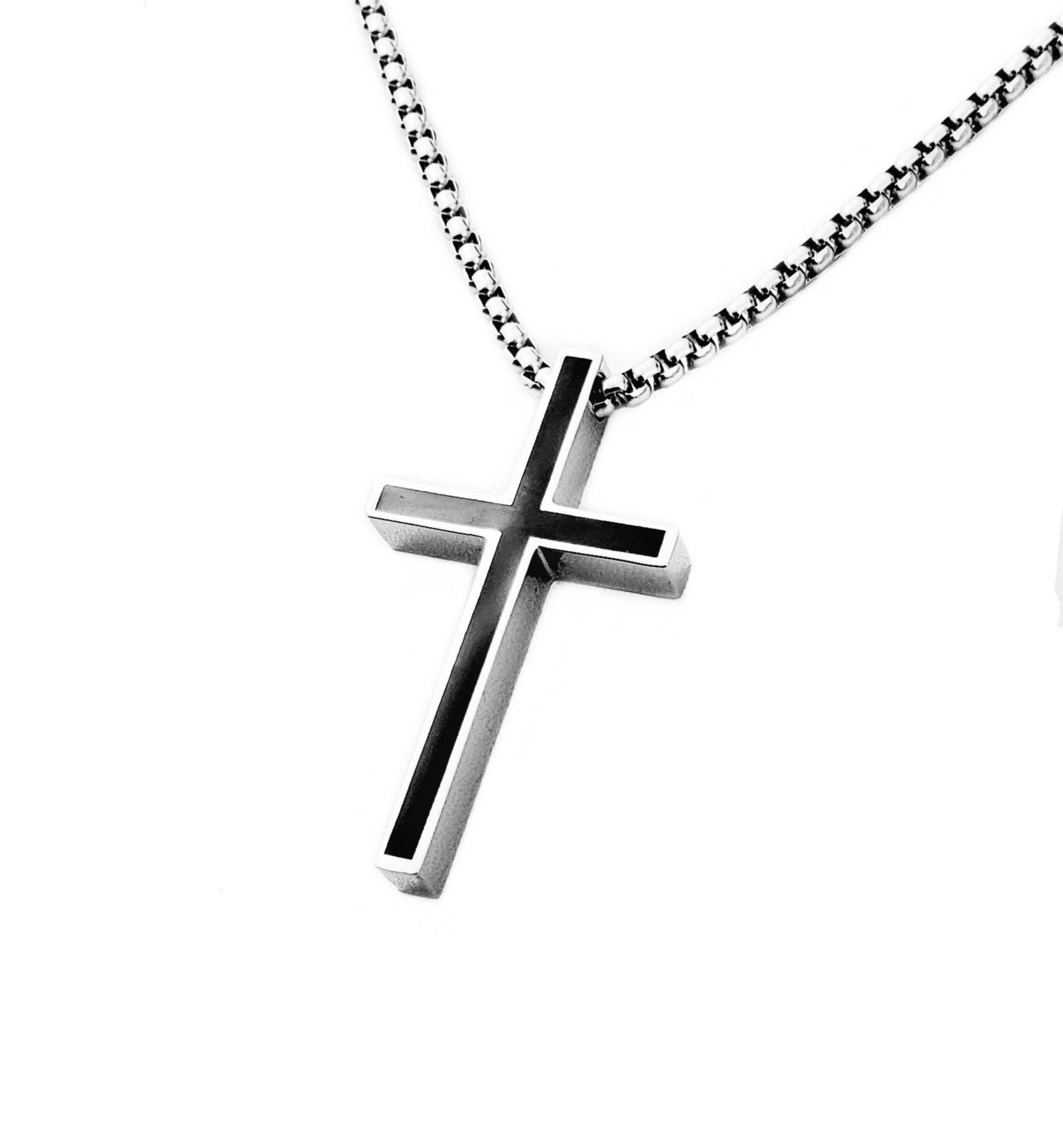 Men's BLACK CROSS Necklace Men's Silver & Etsy