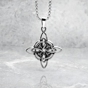 Herren "CELTIC KNOT CROSS" Halskette | Herren Silber Edelstahl keltischer Knoten Kreuz Anhänger Halskette | Herren Silber Box Kette Halskette