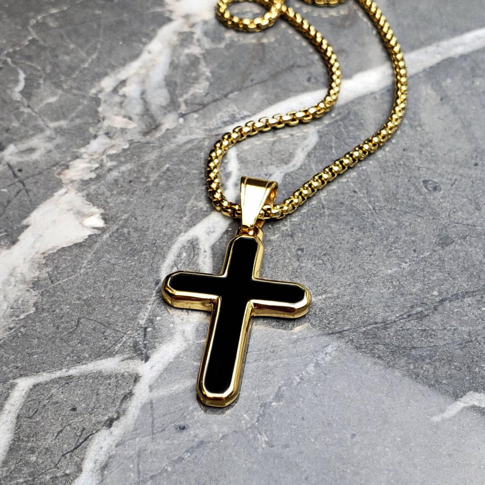 Black Cross Necklace - Etsy