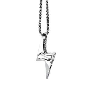 Men&#39;s &quot;THUNDER & LIGHTNING&quot; Necklace| Men&#39;s  Silver Stainless Steel Lightning Bolt Pendant Necklace| Men&#39;s Silver Box Chain Necklace