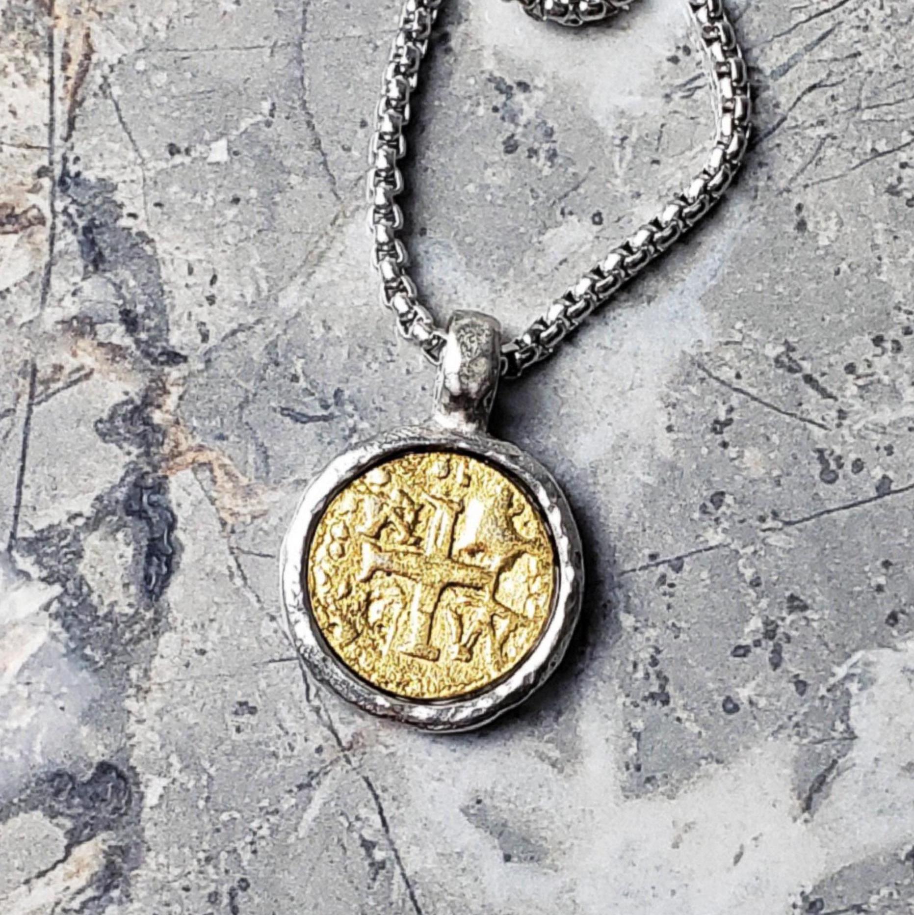 Men's RUSTIC SHIPWRECK COIN Necklace | Men's Silver & Gold
