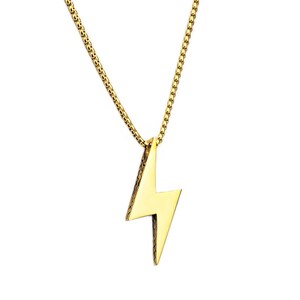 Men's Fashion Silver & Gold Lightning Bolt Pendant Necklace - 24 Inch Cable Chain, Lobster Clasp
