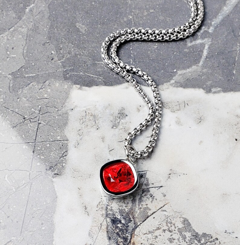 Lab Amulet Men's SILVER RUBY AMULET Necklace | Men's Lab Grown Ruby Gemstone ...