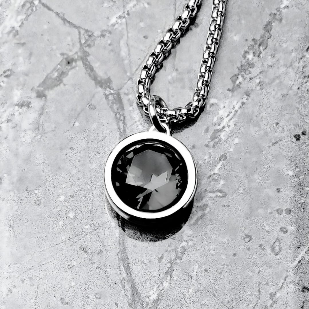 Men's ONYX COIN AMULET Necklace | Men's Black Onyx Gemstone Silver ...
