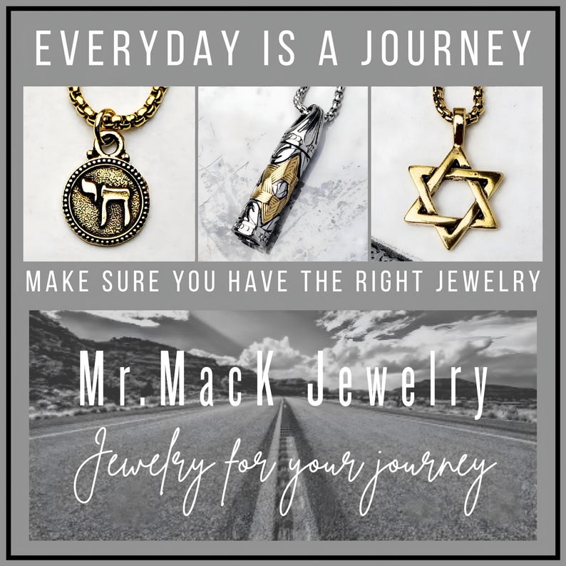 thumbnail image 2 of Men's Stainless Steel Star Of David Pendant With Cubic Zirconia – Gold Or Silver – Jewish Necklace P109 2 of 3
