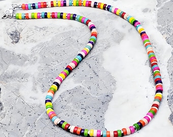 ターコイズヘイシビーズチョーカーネックレス - ボヘミアン