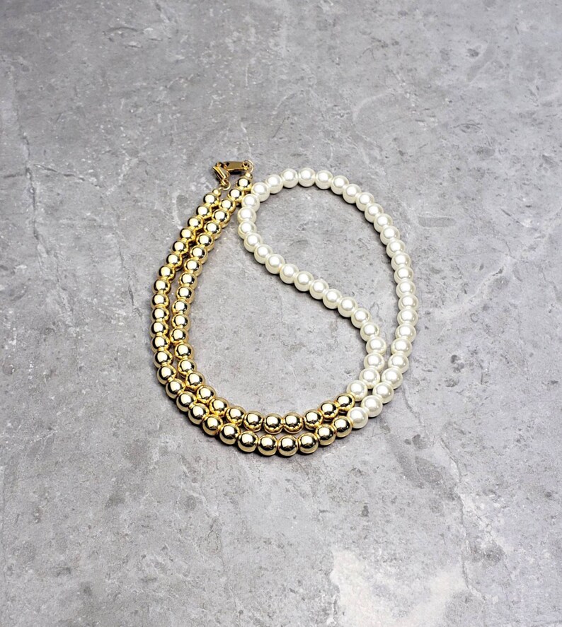 Men's gold & Pearl Necklace Men's Gold Etsy