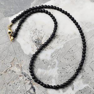 Men&#39;s &quot;BLACK LAVA CHAIN&quot; Necklace| Men&#39;s Black Lava Stone Beaded Necklace| Men&#39;s Black Lava Stone Chain Necklace