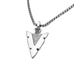 Men&#39;s &quot;TRIBAL ARROWHEAD&quot; Necklace| Men&#39;s Silver Pewter Tribal Arrowhead Pendant Necklace| Men&#39;s Silver Stainless Steel Box Chain Necklace