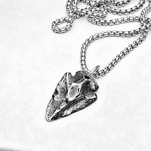 Men&#39;s &quot;OXIDIZED TRIBAL ARROWHEAD&quot; Necklace| Men&#39;s Oxidized Silver Stainless Steel Tribal Arrowhead Pendant Necklace| Mens Box Chain Necklace