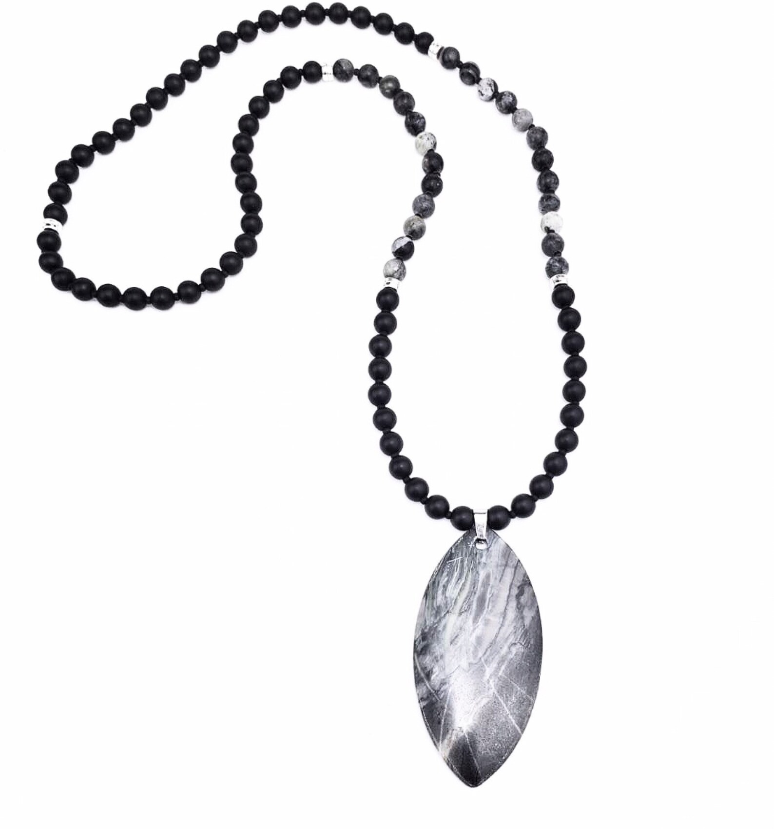 Men's black Stone Necklace Men's Black Etsy