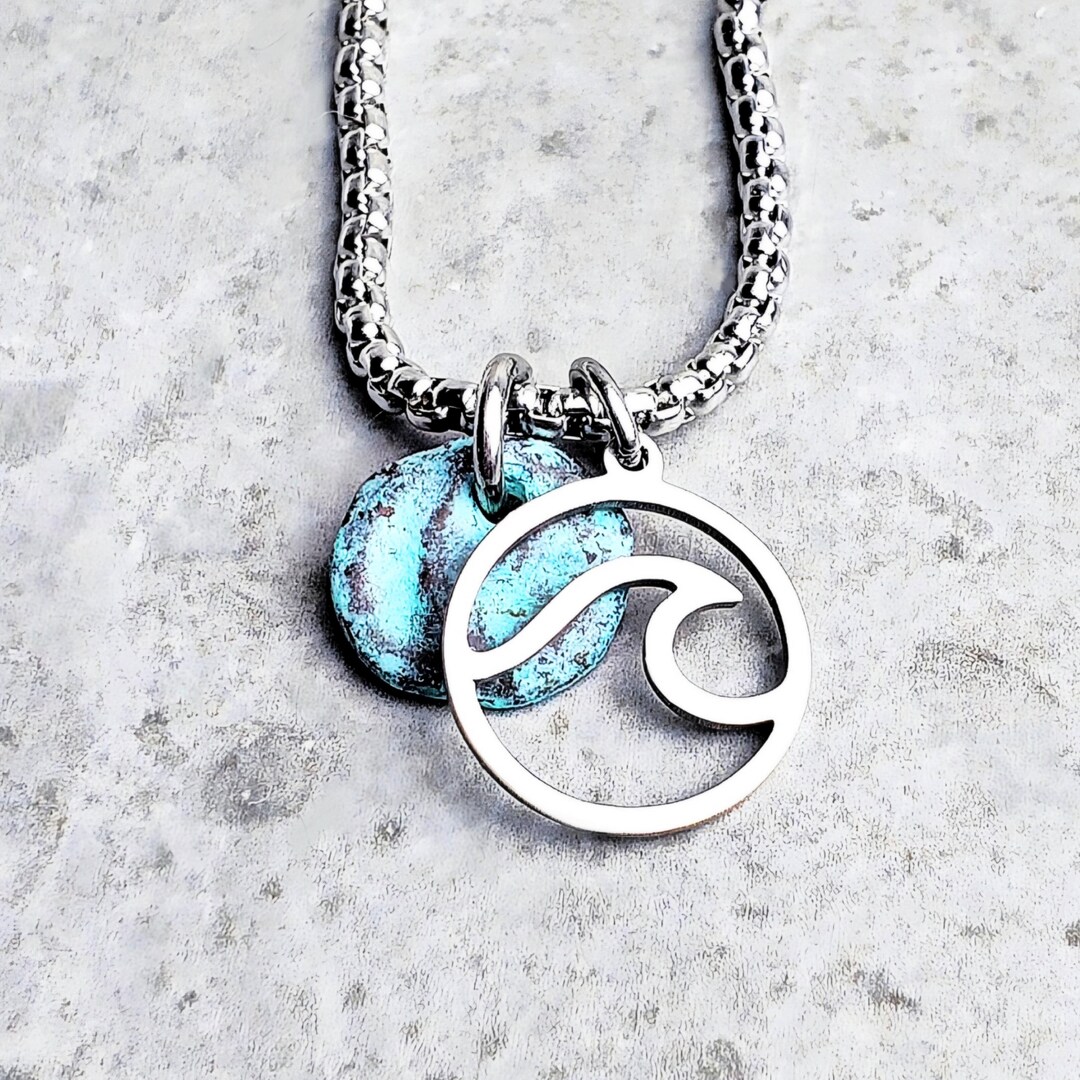 Men's MYKONOS WAVE COIN Necklace Men's Turquoise Mykonos Ceramic