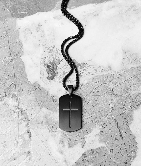 Matte black cross necklace deals