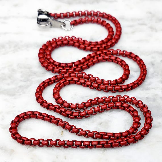 Red chain necklace mens discount