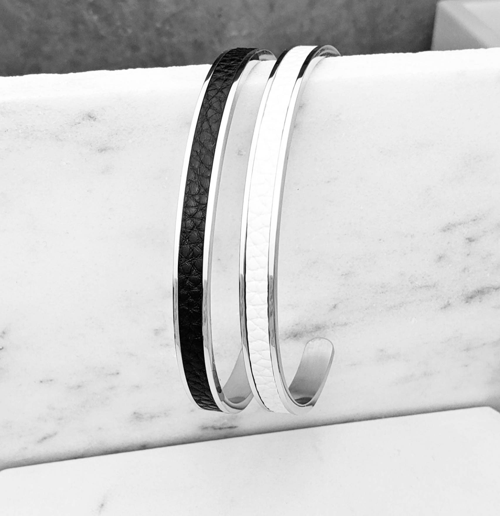 Men's white LEATHER Cuff Bracelet Men's Etsy