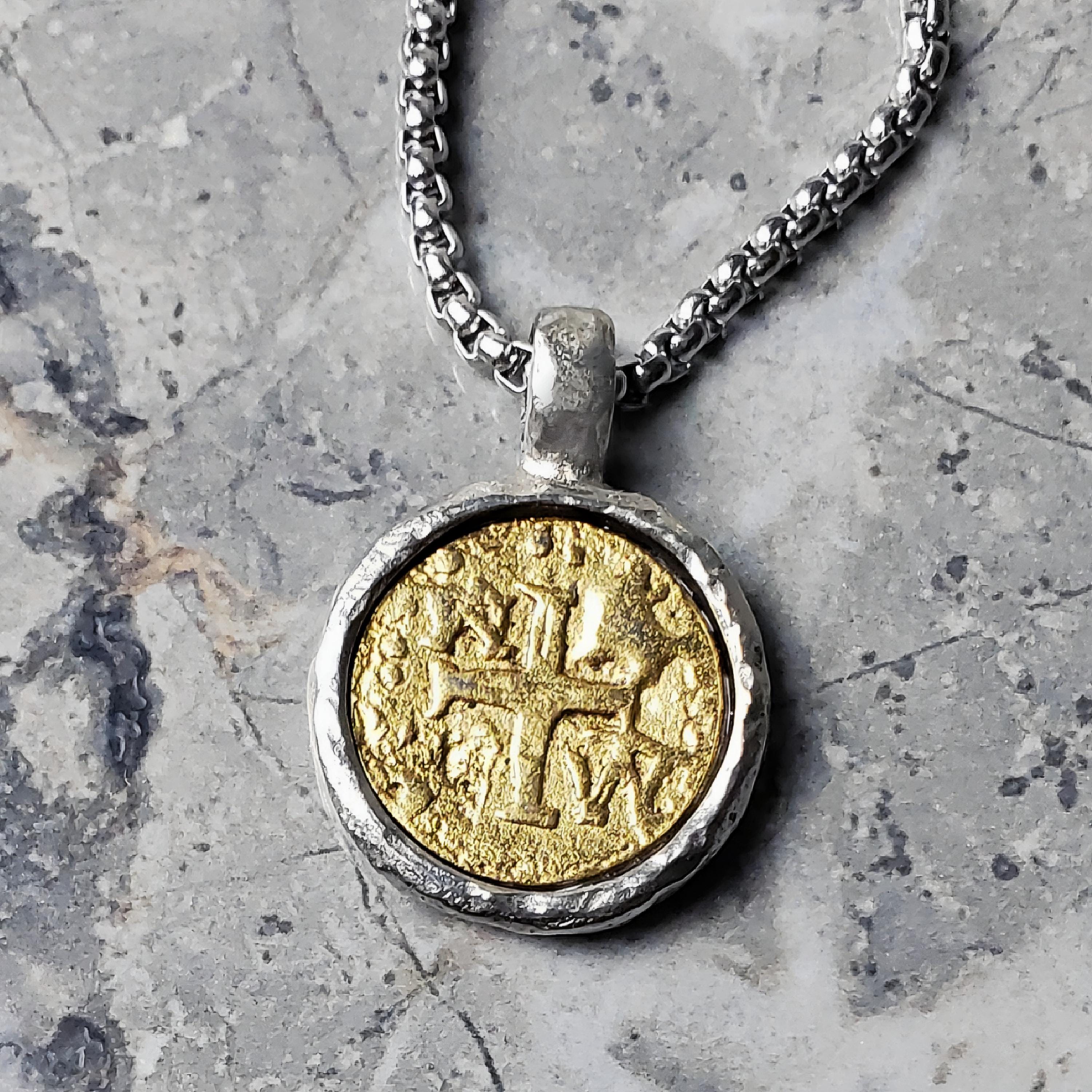Men's RUSTIC SHIPWRECK COIN Necklace | Men's Silver & Gold