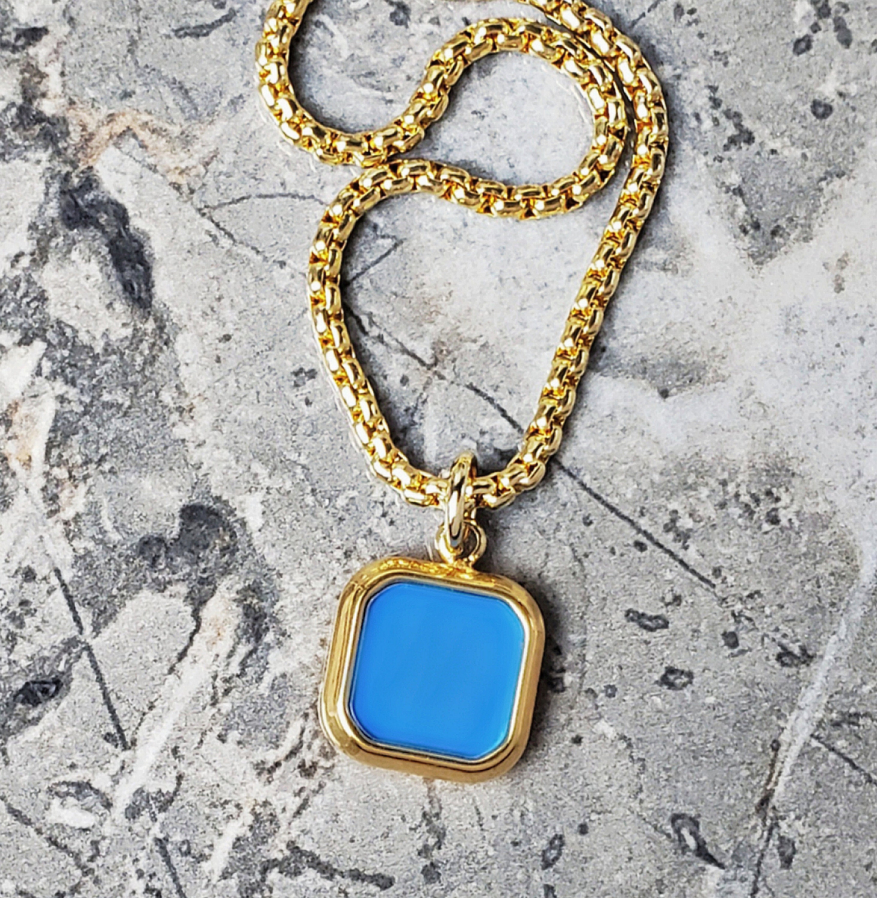 メンズ ゴールド ターコイズ タブネックレス | メンズ ターコイズ 翡翠