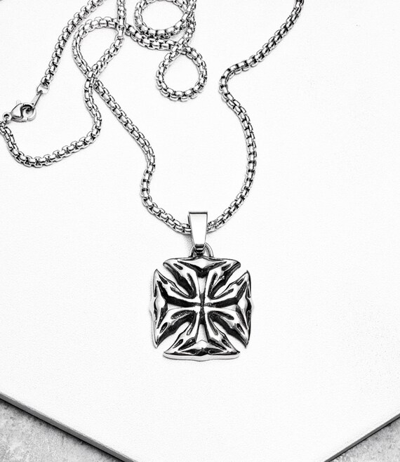 Men's SILVER IRON CROSS Necklace Men's Etsy