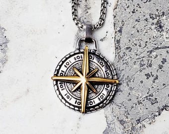 YAFEINI Collana Medaglione Bussola In Argento 925 Con Incisione - Gioiello Regalo Di Laurea Per Donne Con Catena 18 Pollici