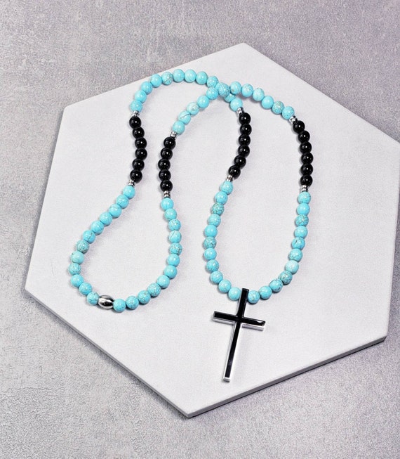 Turquoise cross necklace best sale mens