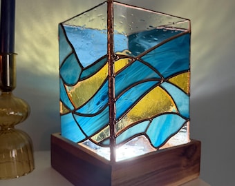 Farol de vidrieras – “If It’s the Beaches” – Luz de olas del océano – Costero – Inspirado en Avett Brothers