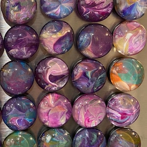 Refrigerator Magnets, Fridge Magnets, Paint Pour Refrigerator Magnets, Fridge Magnet Set, Multi-Colored Fridge Magnets, 9 Magnet Gift Set