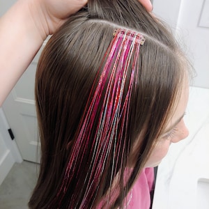 Valentine Clip-In Hair Tinsel Extensions Fairy Glitter Fancy Shiny Sparkle Bling Girl Women Accessories Galentine Wig U-shape Clip Reusable