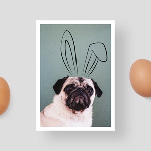 Cartão de Páscoa Pug