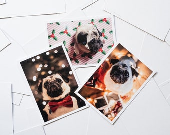Set van 3 | Ansichtkaart Kerst Pug grappige kaart hond Kerst Pug Kerstkaart hond briefkaart hond wenskaart hond vriend kaart