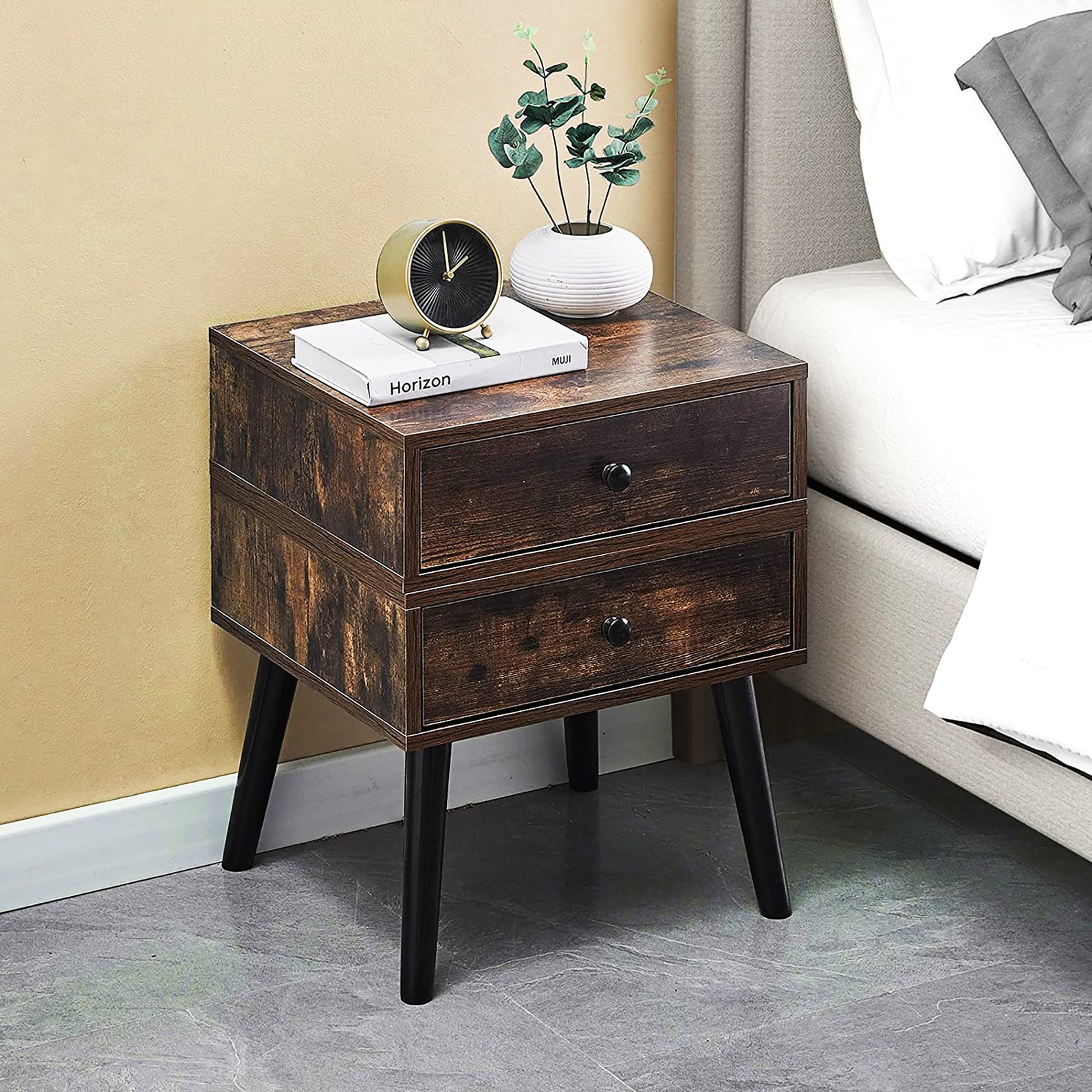 360 Rotating Classic Rustic Bedside Table Set of 2 Industrial Etsy