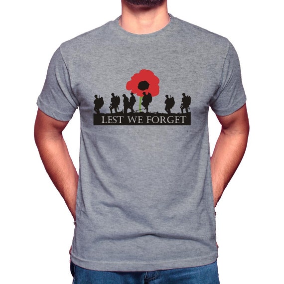 Remembrance Day Embroidered Lest We Forget Logo Polo Shirt Poppy Flower Armed Forces Day Top