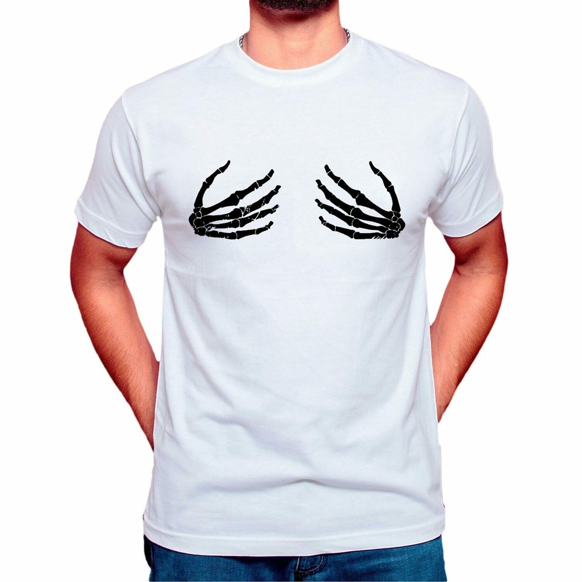 Skeleton Hands Grabbing Boobs Halloween Men Women T-shirt - Etsy UK