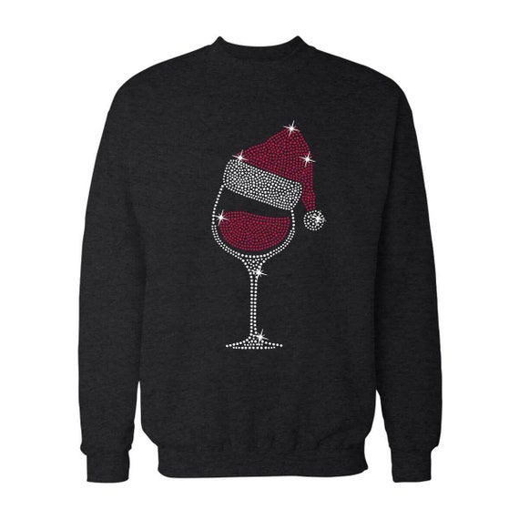 Merry Christmas Santa Wine Glass Funny with Christmas tree printed Jumper for Adult Unisex Gift