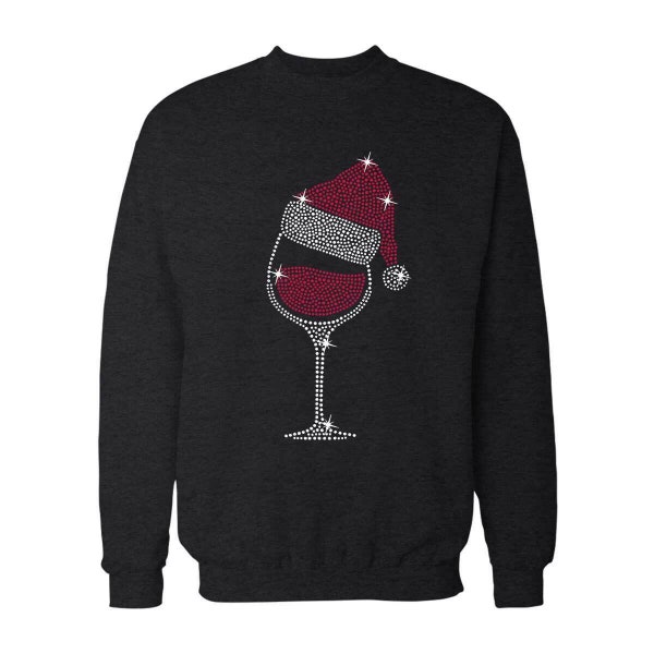 Merry Christmas Santa Wine Glass Funny with Christmas tree  printed Jumper for Adult Unisex Gift