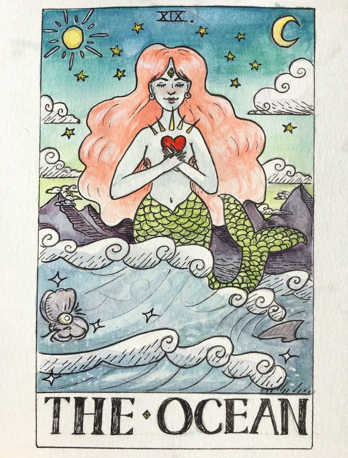 The Ocean Tarot Card Print Etsy