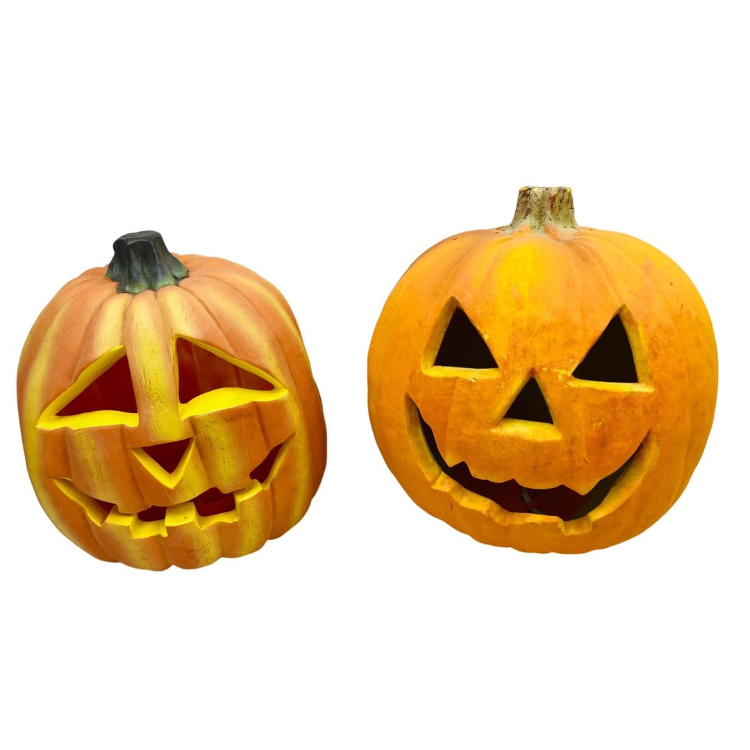 Vintage 1990's Trendmasters Light up Pumpkin Foam Blow Mold Jack-o ...